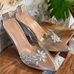 Elegant Clear Floral Embellished Women's Shoes